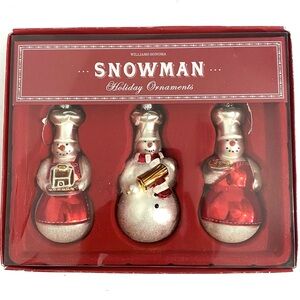 Williams Sonoma Vintage 3 Set Holiday Snowman Ornaments